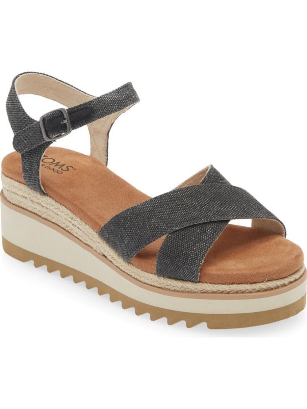 NIB TOMS Gia Platform Wedge Sandal Women's Size 9M Black